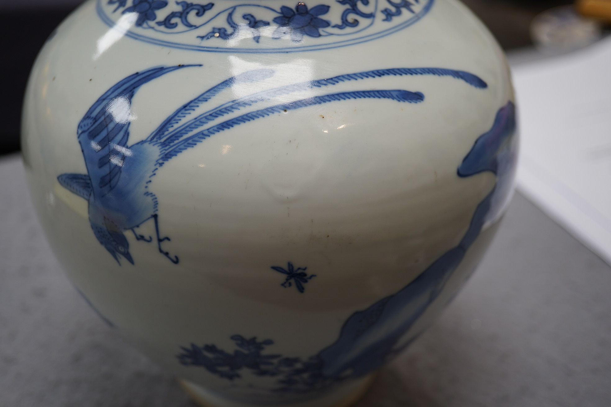 A Chinese blue and white bottle vase, Transitional, Chongzhen period, c.1630-1640